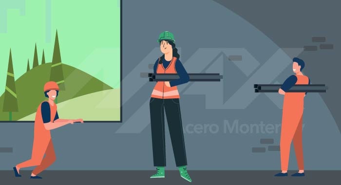 Colocación de perfiles de acero para la elaboración de puertas y ventanas de una casa