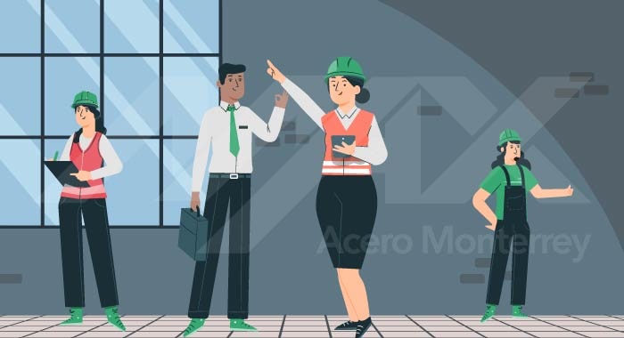 Personas dando un recorrido en el interior de una casa recién construida