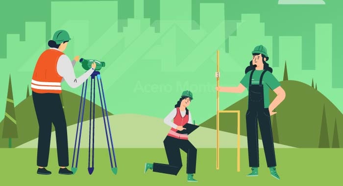 Diseño vectorizado de la realización de un estudio topográfico