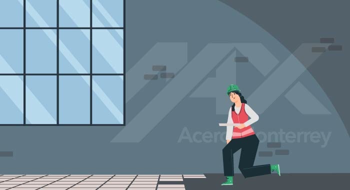 Trabajadores instalando baldosas y aplicando recubrimientos en la construcción de una casa