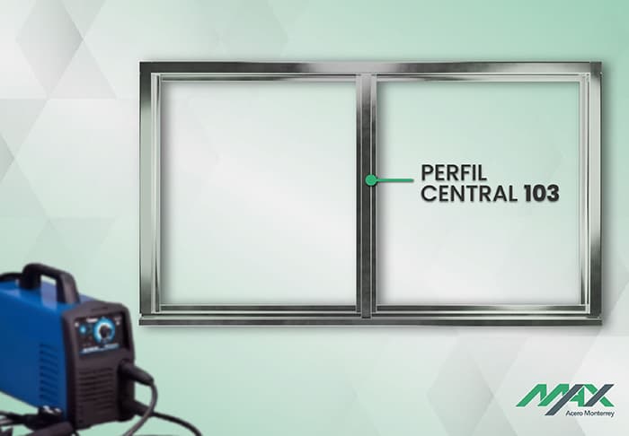 Diagrama de la colocación del perfil 103 en el marco para hacer una ventana de herrería