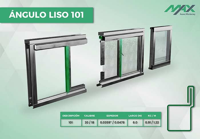 Vector del perfil 101 liso para ventanas de herrería