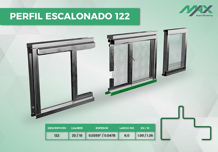 Vector del perfil 122 para ventanas de herrería