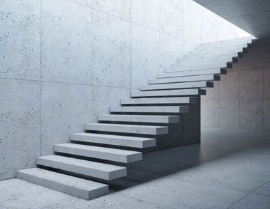 Ejemplo de escalera de concreto con escalones volados