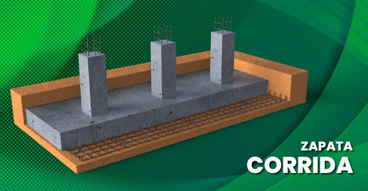 Diseño de estructura de zapata corrida en cimentación, tres pilares