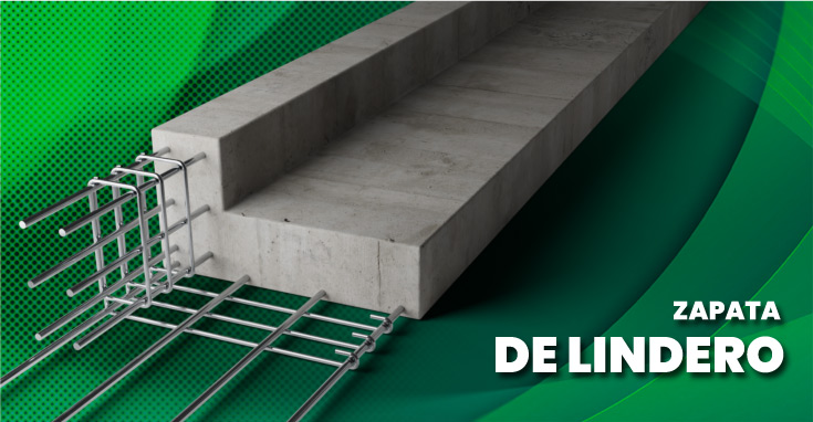 Diagrama de una esquina de una zapata de lindero a detalle