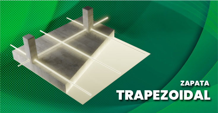 Estructura de una zapata combinada trapezoidal con dos columnas