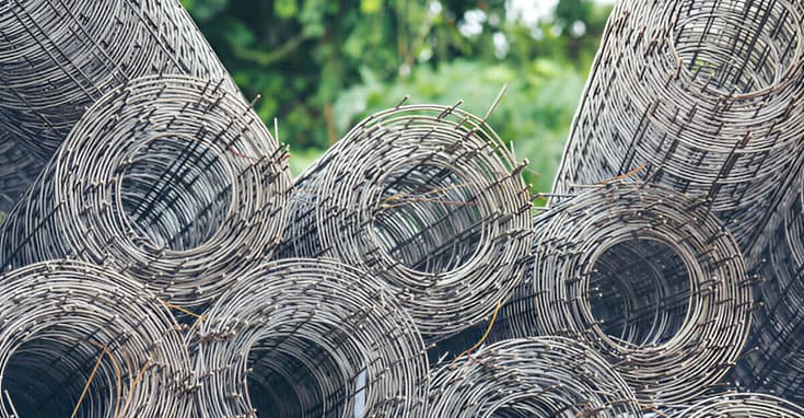 Conjunto de rollos de malla electrosoldada aceros de refuerzo para la construcción de firmes de concreto armado