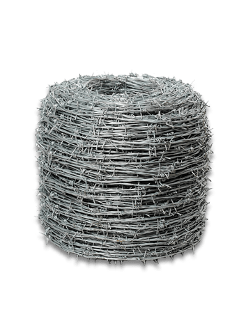 Alambre de púas enrollado para su comercialización.