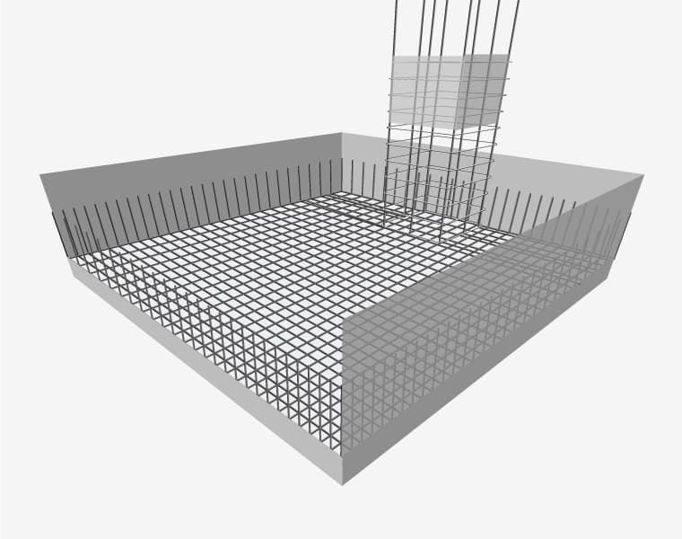 Diagrama de cimentación con zapatas medianeras