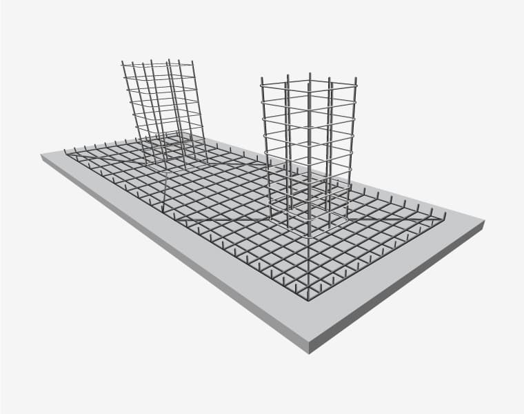 Esquema de cimentación de zapatas combinadas