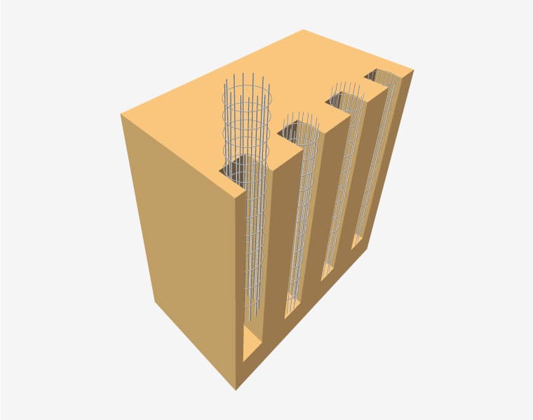 Esquema de pilotes hormigonados in situ
