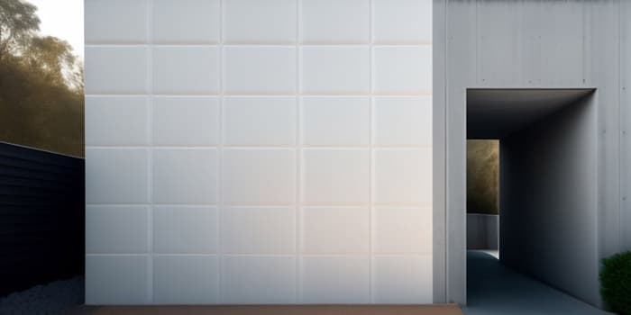 Cochera de una casa con un patrón de bloques en color blanco - Casas minimalistas pequeñas