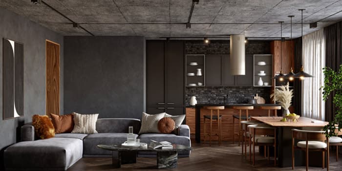 Vivienda de una planta estilo flat sin muros divisorios