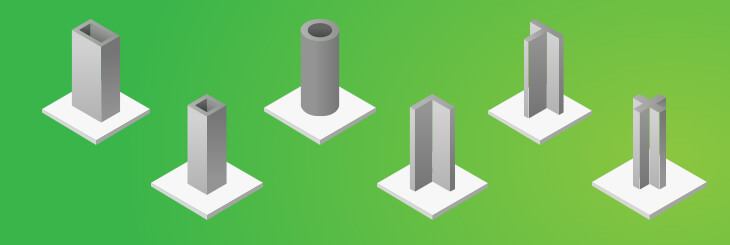 Tipos de columnas en construcción clasificadas por su forma
