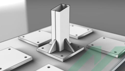 Colocación de placa de acero en construcción de estructura para techo