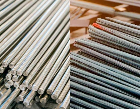 Muestras de varillas lisas y corrugadas.