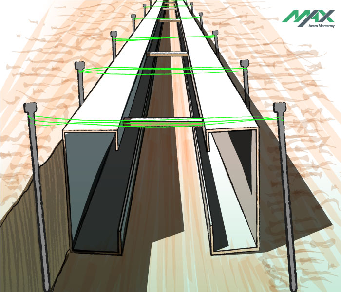 Amarrado de alambre recocido para fijar la forma trapezoidal de la guarnición