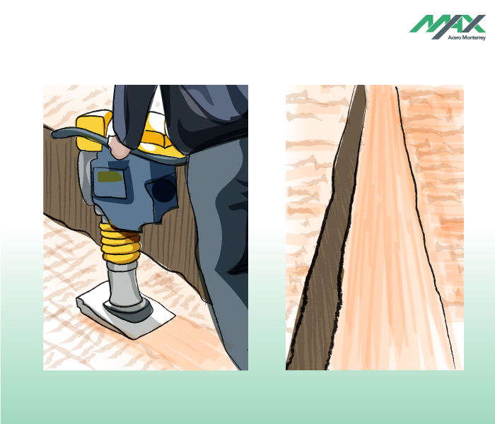 Imagen vectorizada de aplanado de la zanja donde se asentará la guarnición