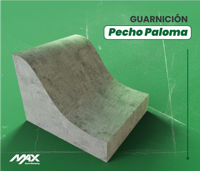 Esquema de una guarnición de concreto con diseño pecho paloma - Max Acero Monterrey 