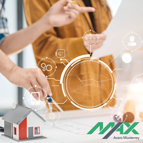 Arquitectos revisando proyecto con gráficos - Inteligencia artificial