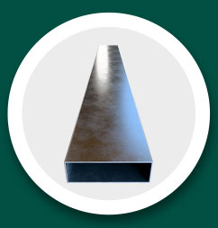 vista frontal de un perfil HSS rectangular