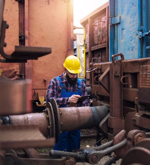 Trabajador con equipo de protección verificando información en fábrica - Mantenimiento industrial
