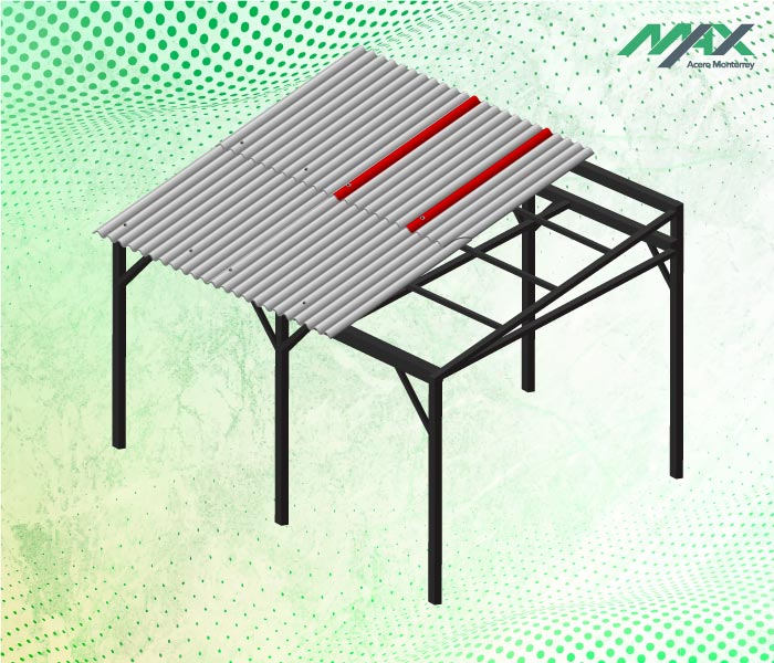 Diagrama del emplazamiento de la cuarta lámina de fibrocemento a la estructura principal