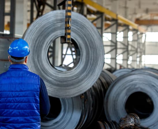 Cintas de lámina negra dentro de un almacén