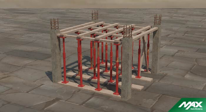 Esquema de una cimbra tradicional para la construcción de una losa