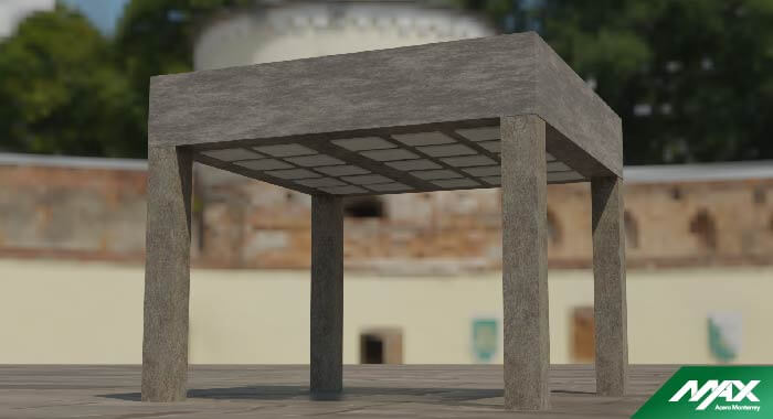 Esquema de una losa reticular con huecos visibles en su parte inferior