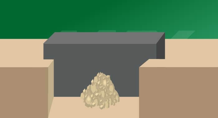 Esquema del apuntalamiento del muro de contención con tierra