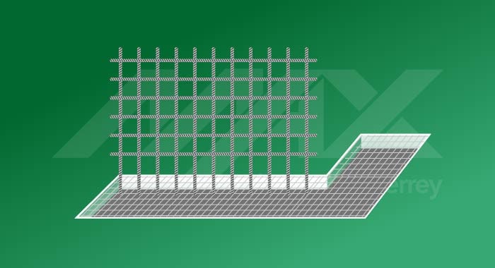 Colocación de la malla electrosoldada en la cimentación del muro de contención