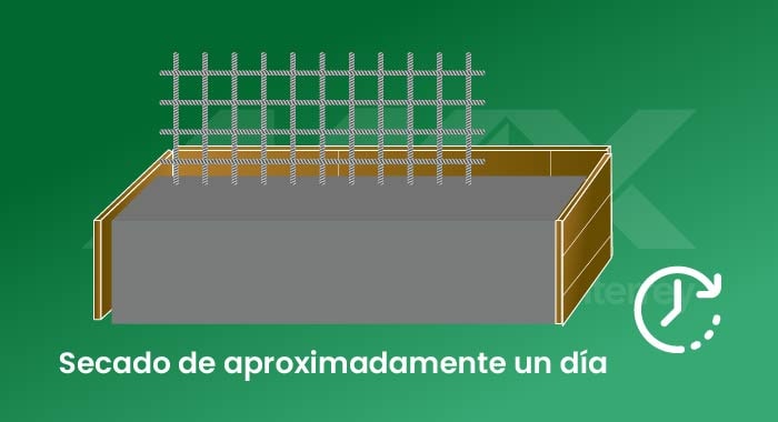 Secado del concreto de la cimentación del muro de contención