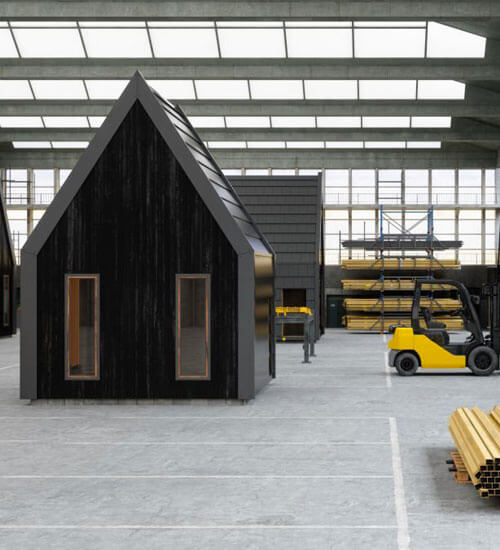 Casa prefabricada dentro de bodega