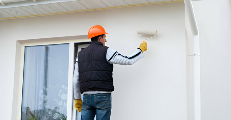Trabajador aplicando uno de los tipos de impermeabilizantes en pared