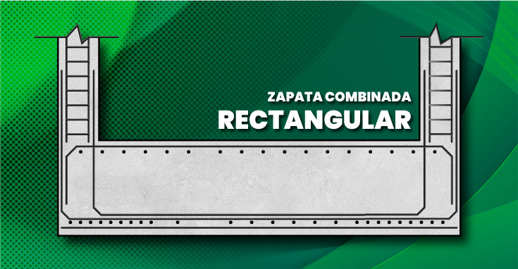 Esquema de una zapata combinada rectangular - Tipos de zapatas