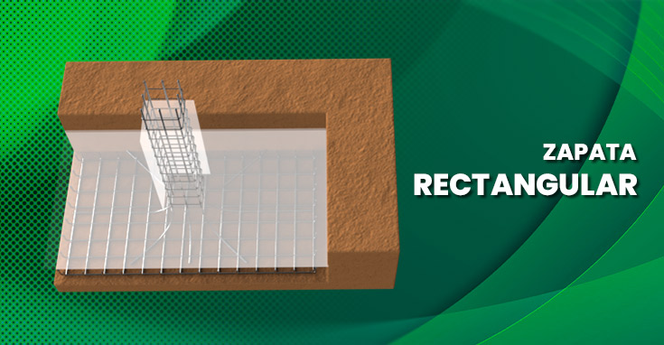 Esquema del acero de refuerzo armado para la construcción de una zapata rectangular