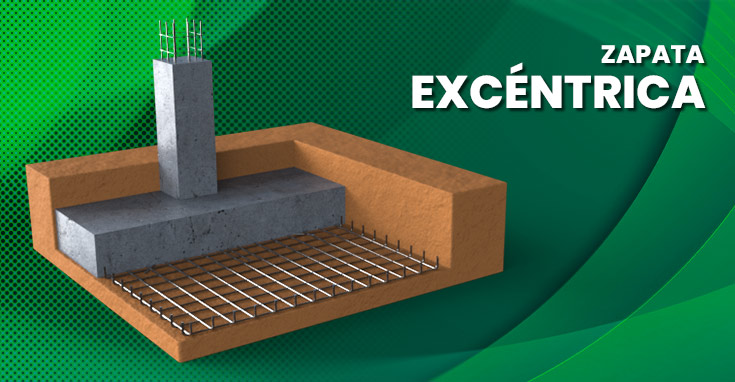 Vector de una zapata excéntrica de concreto armado en construcción
