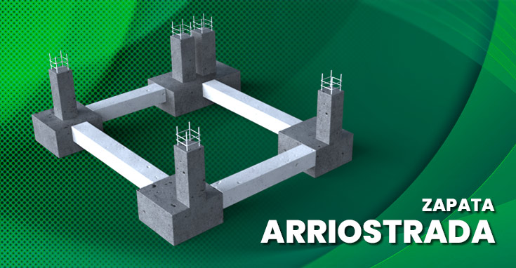 Vector de una zapata arriostrada construida con cemento y varilla