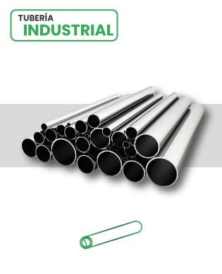 Tubería industrial acero en distintos tamaños sobre fondo blanco